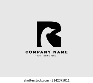 Illustration Vector Logo Design, Swan Silhouette, Letter R, Animal, Simple, Minimalis and Elegant, Suitable for Business, Company and Others