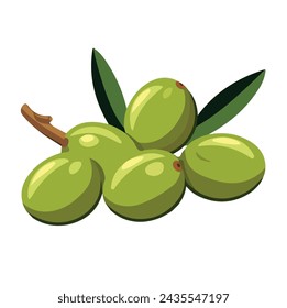 illustration vector logo of a green olive branch, isolated on a white background, Graphic, Drawing clipart