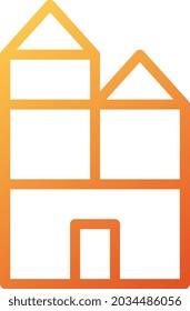 ilustración estilo de líneas de gradiente vectorial y casa de logotipo. en el fondo blanco. Signo de iconos de la colección moderna para el concepto móvil y el diseño de aplicaciones web. El diseño es perfecto.