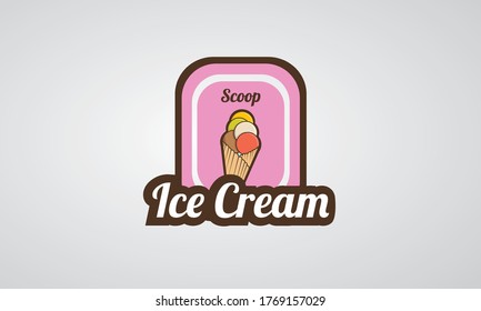 Ilustración Vector Logotipo Helado lata de crema de hielo para pegamento , cono o gafas de signo , Eps 10