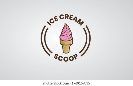 Ilustración Vector Logotipo Helado lata de crema de hielo para pegamento , cono o gafas de signo , Eps 10