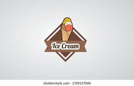 Ilustración Vector Logotipo Helado lata de crema de hielo para pegamento , cono o gafas de signo , Eps 10