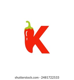 Illustration Vector of Logo K With Chilli. Suitable for restaurateurs with spicy tastes