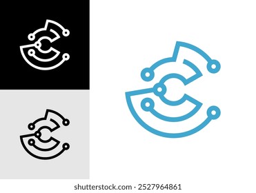 illustration vector logo letter C abstract technology.