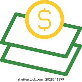 ilustración vectorial y logo money contornos estilo. en el fondo blanco. Signo de iconos de la colección moderna para el concepto móvil y el diseño de aplicaciones web. El diseño es perfecto.