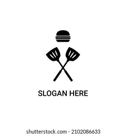 Illustration vector logo of spatula and burger