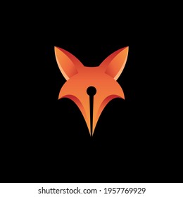 Illustration vector logo template of fox pen