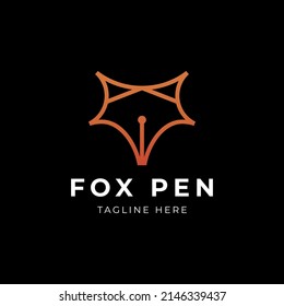 Plantilla de logotipo vectorial de ilustraciones de lápiz de zorro