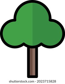 estilo de línea plana de árbol del vector de ilustración y logotipo. en el fondo blanco. Signo de iconos de la colección moderna para el concepto móvil y el diseño de aplicaciones web. El diseño es perfecto.