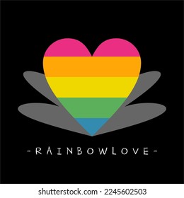 illustration vector of love icon with rainbow color