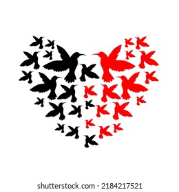 Illustration vector love shaped bird silhouette