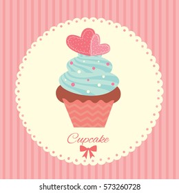 Illustration vector lover cupcake for Valentine's Day.