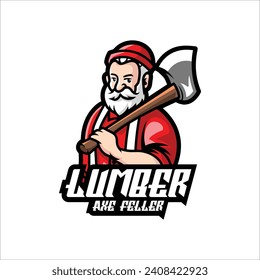 Illustration Vector Lumber Feller Mascot Cartoon Logo Style.