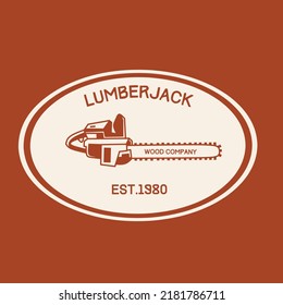 illustration vector of lumberjack,chain saw,perfect for background,print,etc.