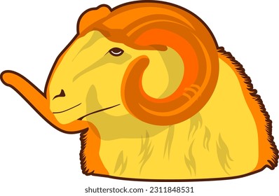 Illustration vector male ram's head with orange color