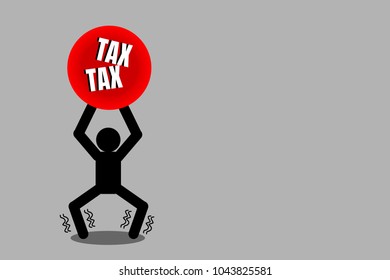 Illustration vector of man is bearing double taxes. Picture with copy space. Business, finance and tax concept. Double taxation. 