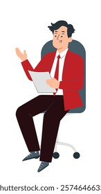 illustration vector man with book pointing at something