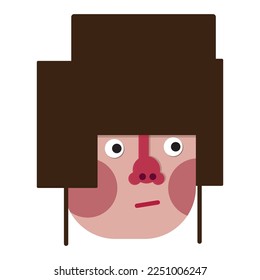 illustration vector man boy face froze on the street in a hat drunk