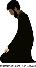 Illustration Vector Man Praying Black