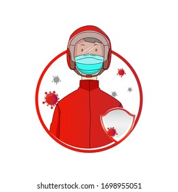 Illustration vector man protect from virus isolated on white background