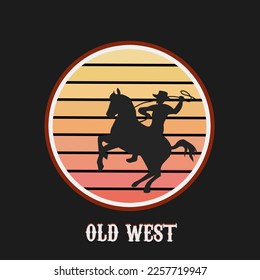 illustration vector of man ride horse in sunset perfect for print,poster,etc