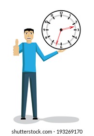 Illustration Vector Man That Holding Clock Stock Vector (Royalty Free ...