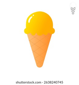 Illustration vector mango flavored ice cream. Mango ice cream on white background.