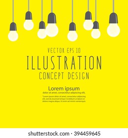 Illustration vector many bulbs for decor or celebration flat style.