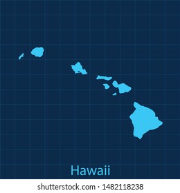 illustration vector map of Hawaii