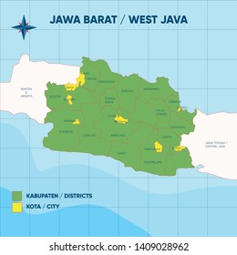 illustration vector map of jawa barat indonesia svg