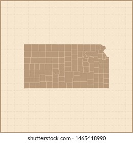 illustration vector map of Kansas