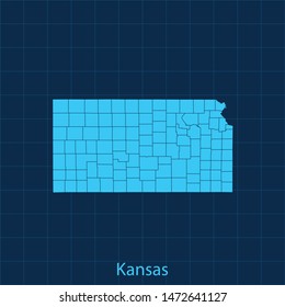 illustration vector map of Kansas