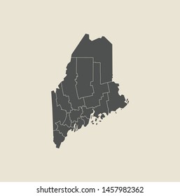 illustration vector map of Maine
