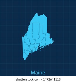 illustration vector map of Maine