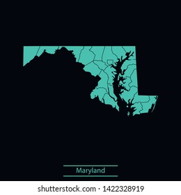 illustration vector map of Maryland