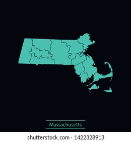 illustration vector map of Massachusetts