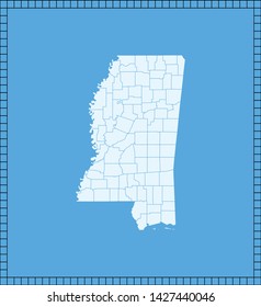 illustration vector map of Mississippi