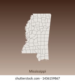 illustration vector map of Mississippi