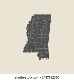 illustration vector map of Mississippi