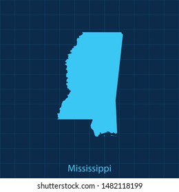illustration vector map of Mississippi