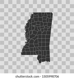 illustration vector map of Mississippi