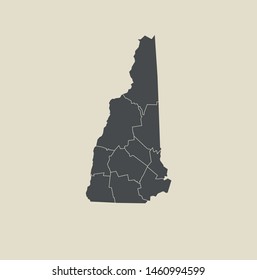 illustration vector map of New Hampshire