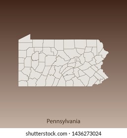 illustration vector map of Pennsylvania
