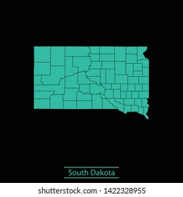 illustration vector map of South Dakota