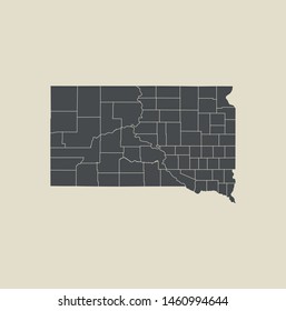 illustration vector map of South Dakota