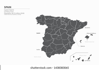 Illustration vector map of spain