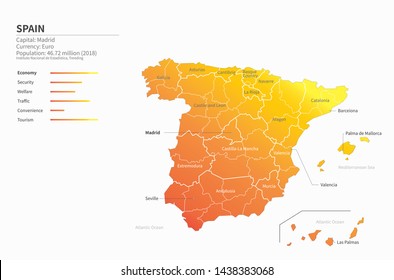 Illustration vector map of spain