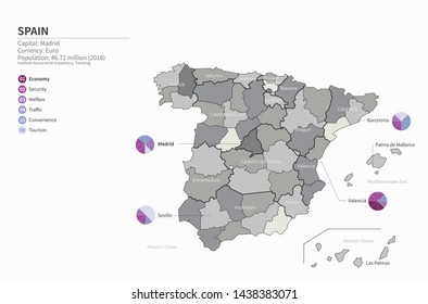 Illustration vector map of spain