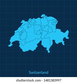 illustration vector map of Switzerland