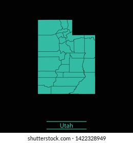 illustration vector map of Utah